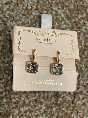 Serefina Gold Hoop Earrings with Gray Crystal Drops